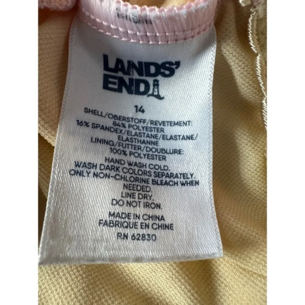 Lands' End‎ Girls Pink Striped Sequin Dolphin One Piece Swimsuit Size 14